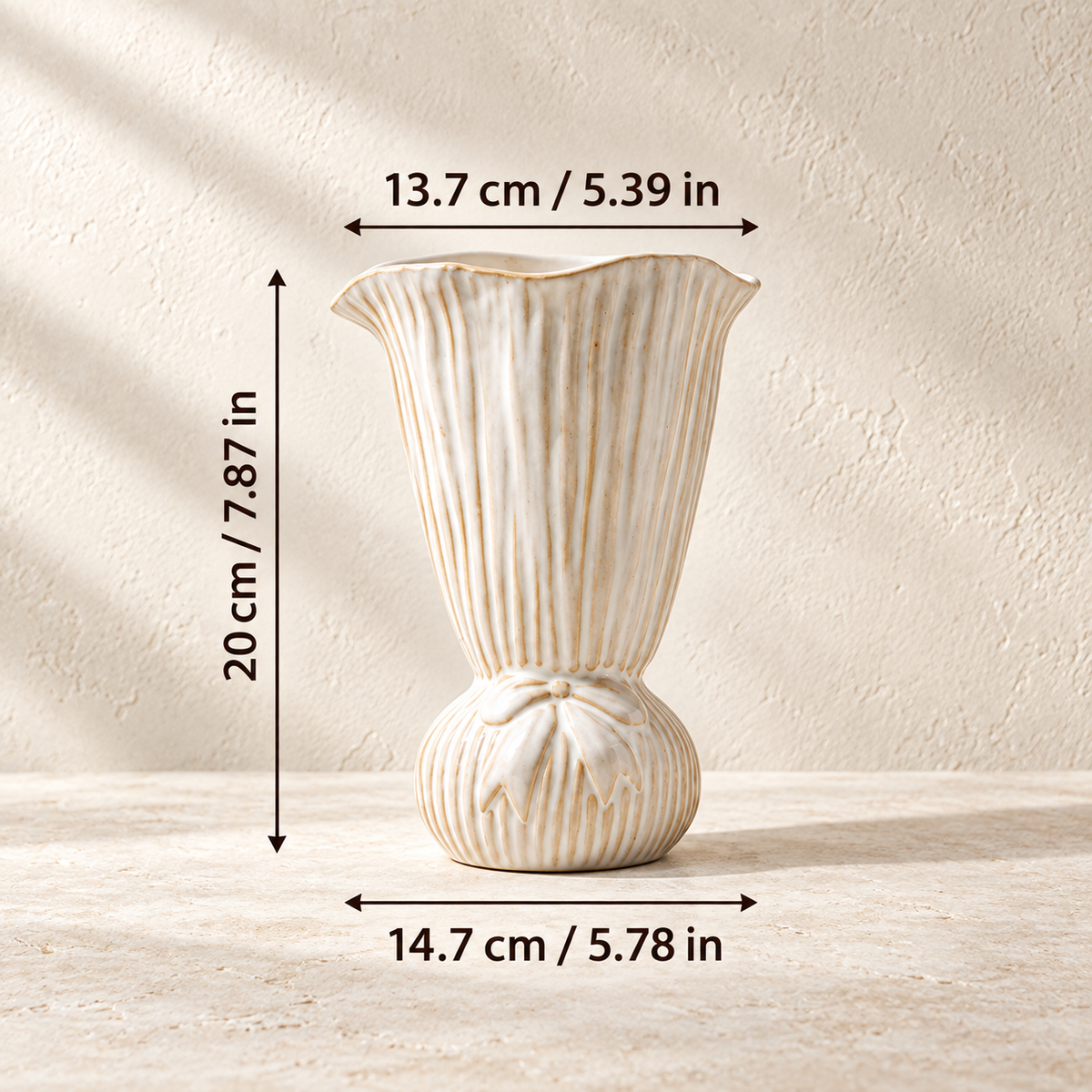 Fluted Bow Ceramic Vase