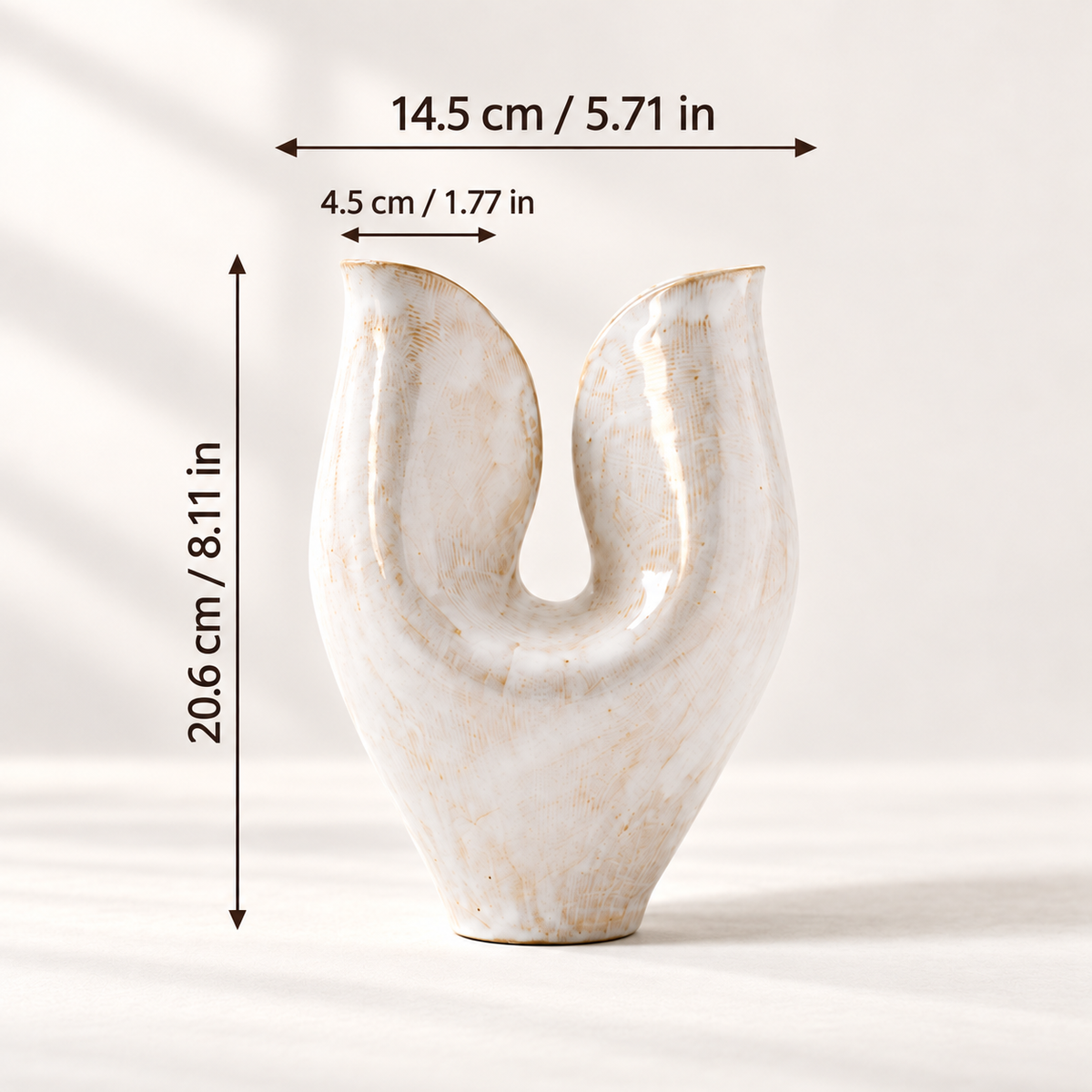 Sculptural U-Shaped Ceramic Vase