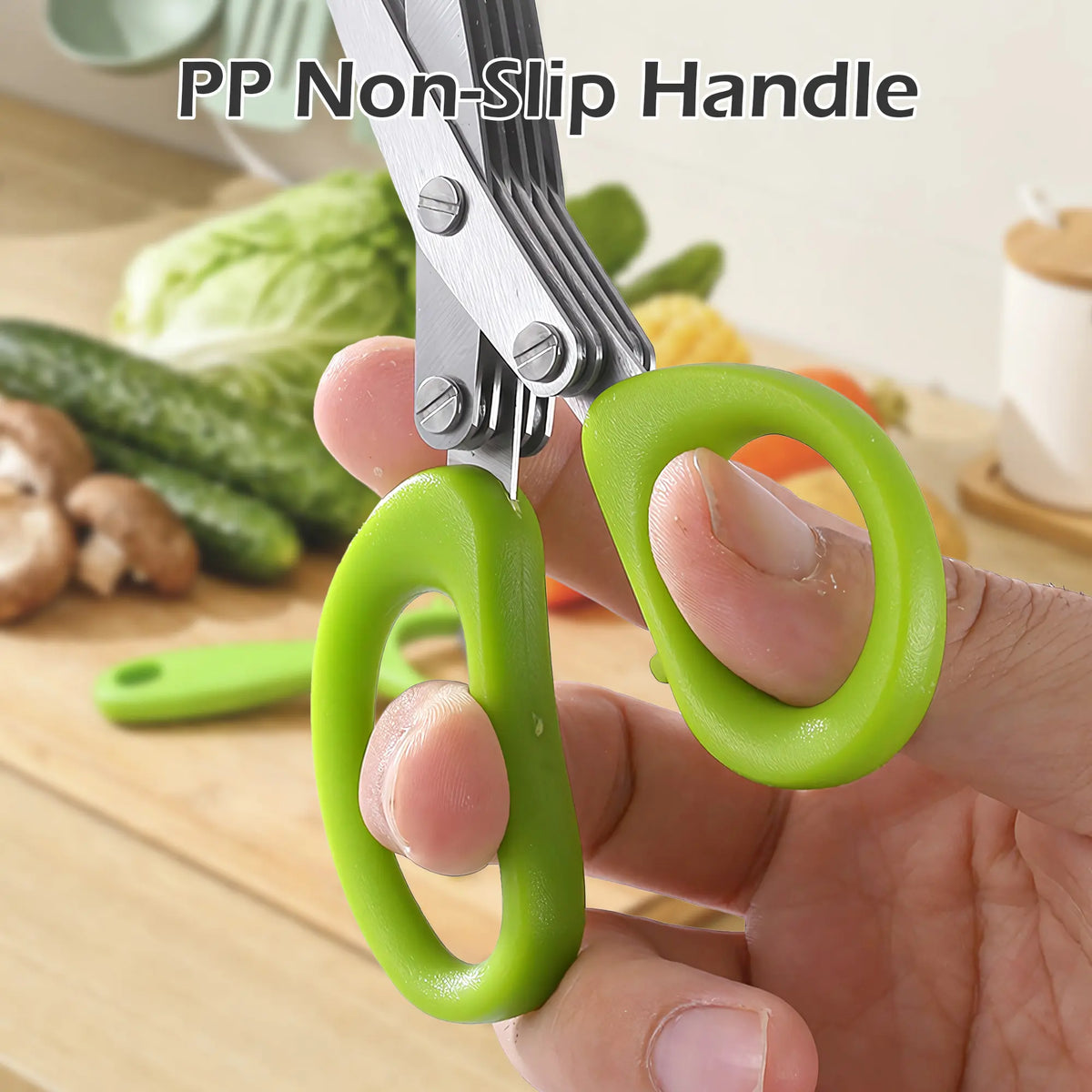 5-Layer Coriander & Herb Shears, Rust-Proof 5-Edge Kitchen Scissors, Easy-to-Clean Residue-Removal Kitchenware Utensils