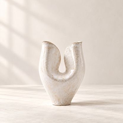 Sculptural U-Shaped Ceramic Vase