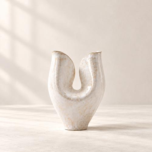 Sculptural U-Shaped Ceramic Vase