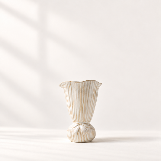 Fluted Bow Ceramic Vase