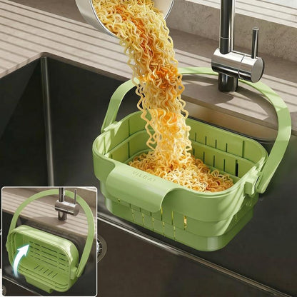 Hanging Sink Drain Basket with Removable Strainer, Over-the-Sink Kitchen Colander for Washing Fruits and Vegetables, Draining Food Scraps and Separating Wet and Dry Waste