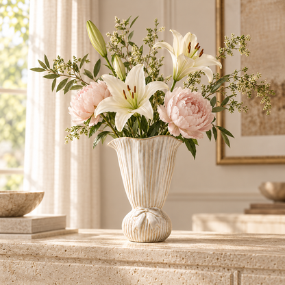 Fluted Bow Ceramic Vase