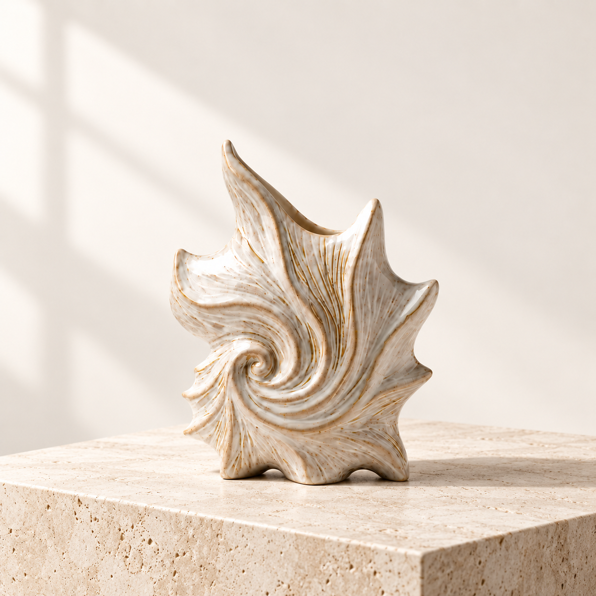 Sculptural Shell Ceramic Vase