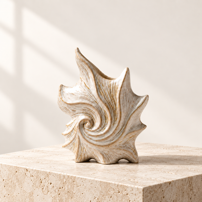 Sculptural Shell Ceramic Vase