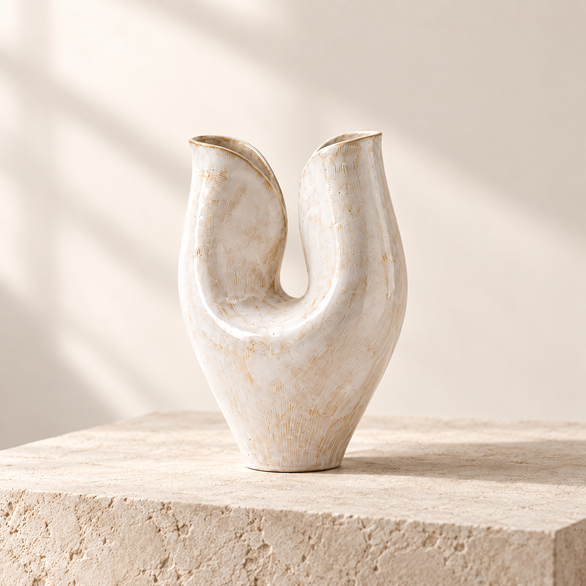 Sculptural U-Shaped Ceramic Vase