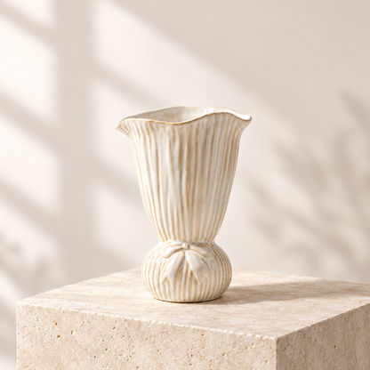 Fluted Bow Ceramic Vase