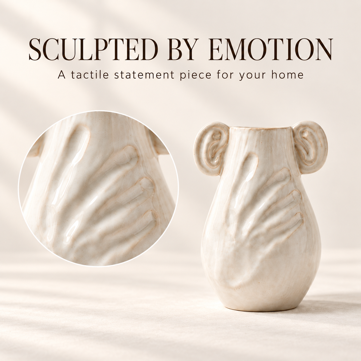 Embracing Hands Ceramic Vase
