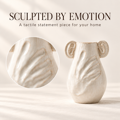 Embracing Hands Ceramic Vase