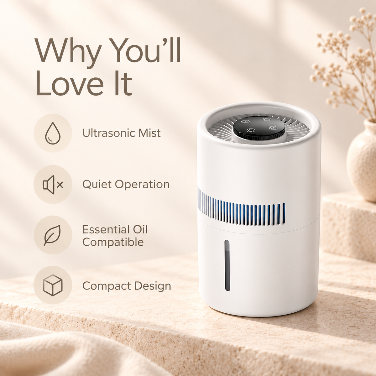 MCOIKY®PureMist Compact Ultrasonic Humidifier