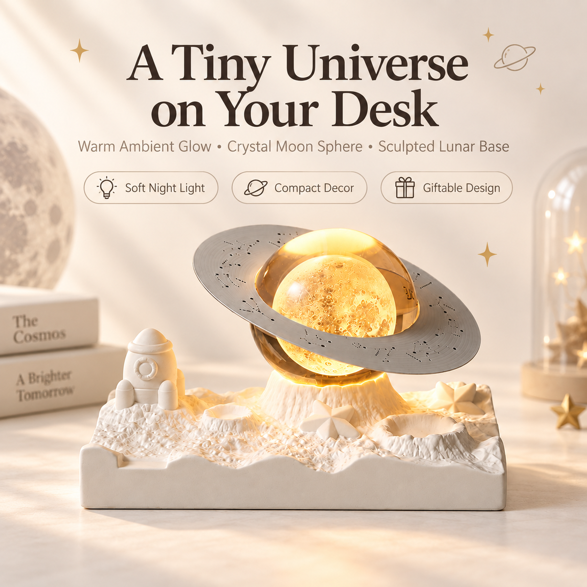MCOIKY®Tiny Universe Crystal Sphere Lamp | Sculpted Lunar Base Light