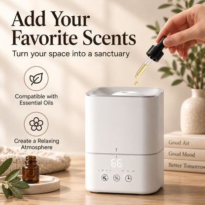 MCOIKY®Minimalist Smart Ultrasonic Humidifier – Essential Oil Compatible
