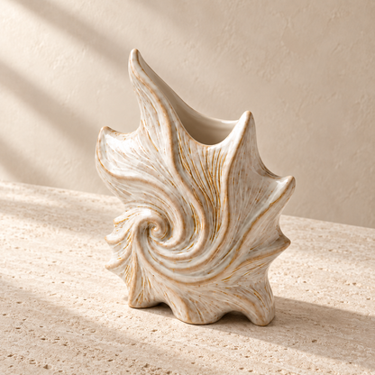 Sculptural Shell Ceramic Vase