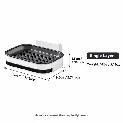 Wall Mounted Double-Layer Self Draining Soap Dish Organiser - Bathroom Accessory, 1-Count Perforated Drain Tray, Adhesive-Free, Drip & Slide Prevention, Space-Saving for Bathroom, Shower Storage