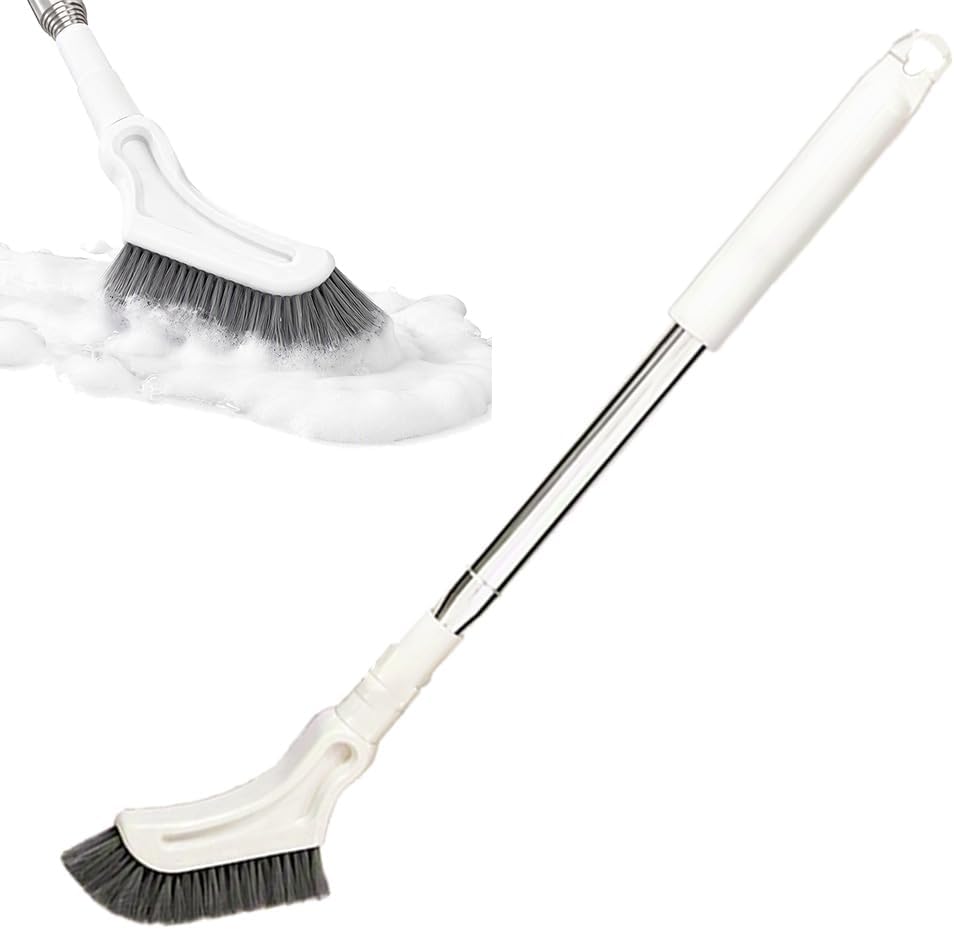 Extendable Bathroom Floor Scrub Brush – Long-Handled Gap & Crevice Cleaner for Thorough, No-Dead-Angle Household Toilet and Bathroom Cleaning