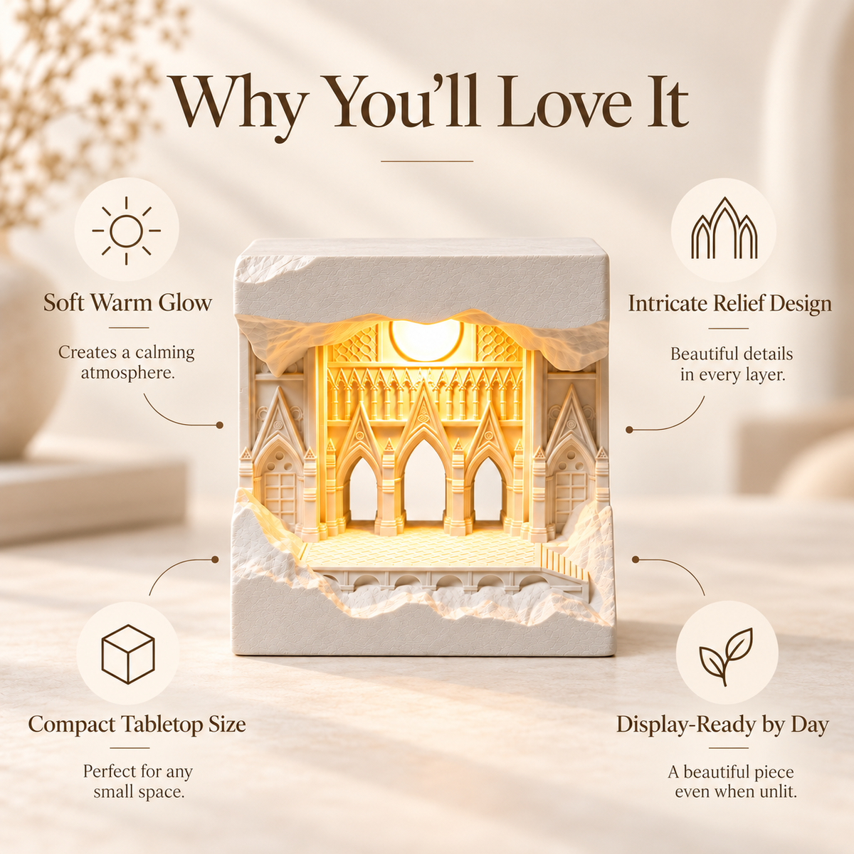 MCOIKY®Architectural Relief Cube Lamp – Warm Ambient Light