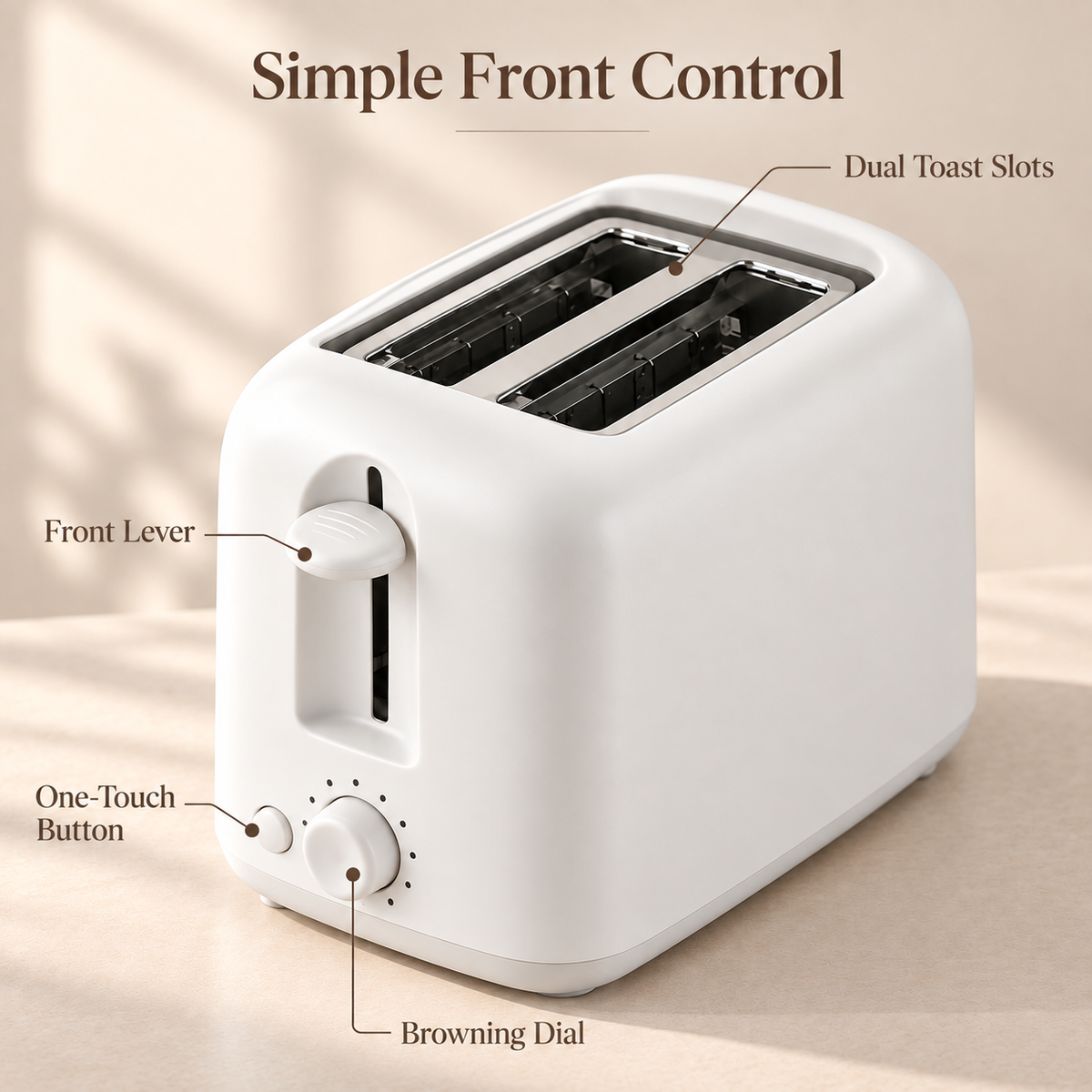 inimalist White 2-Slice Toaster