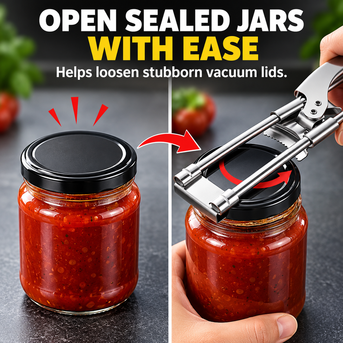 Portable Stainless Steel Multi-Functional Can and Jar Opener – Heavy-Duty, Non-Slip Lid Remover Tool for Round Containers