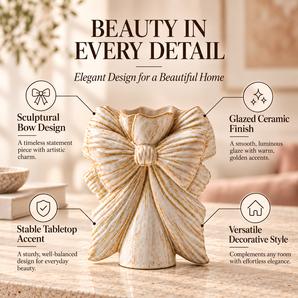 MCOIKY®Sculptural Bow Ceramic Vase