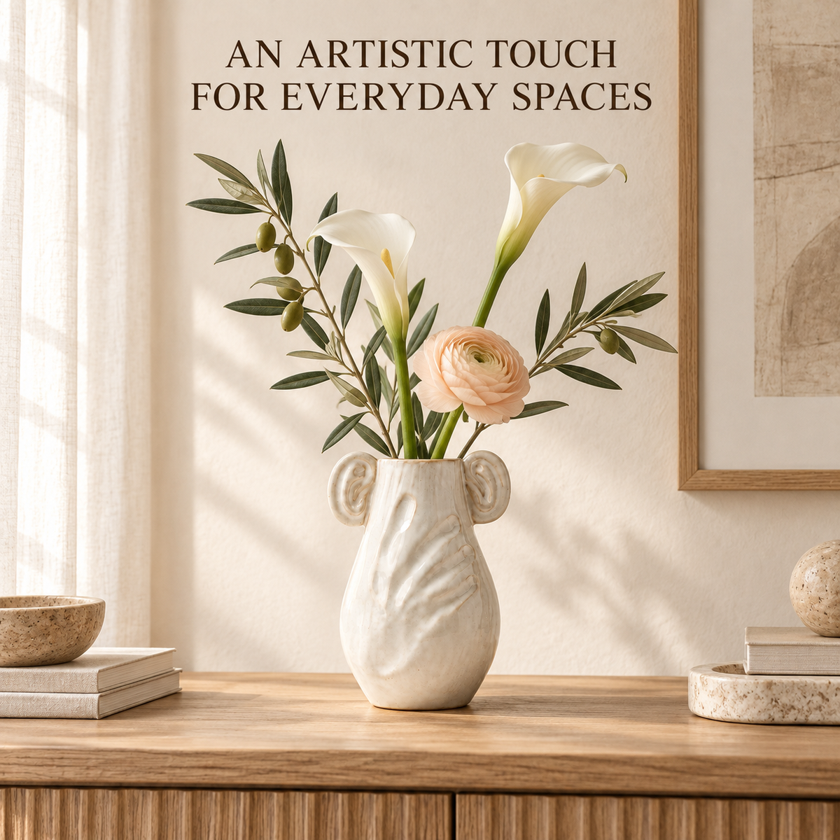 Embracing Hands Ceramic Vase