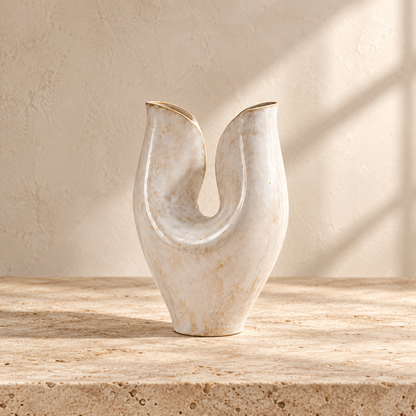 Sculptural U-Shaped Ceramic Vase