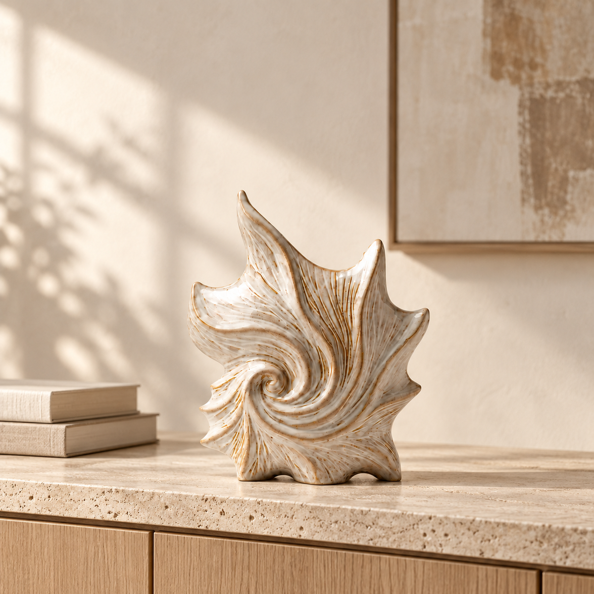 Sculptural Shell Ceramic Vase