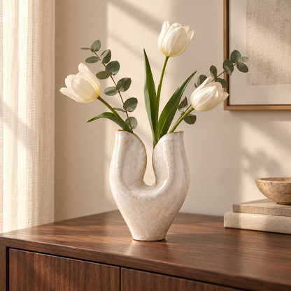 Sculptural U-Shaped Ceramic Vase