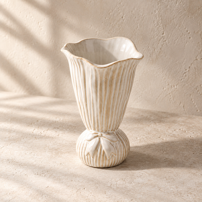 Fluted Bow Ceramic Vase