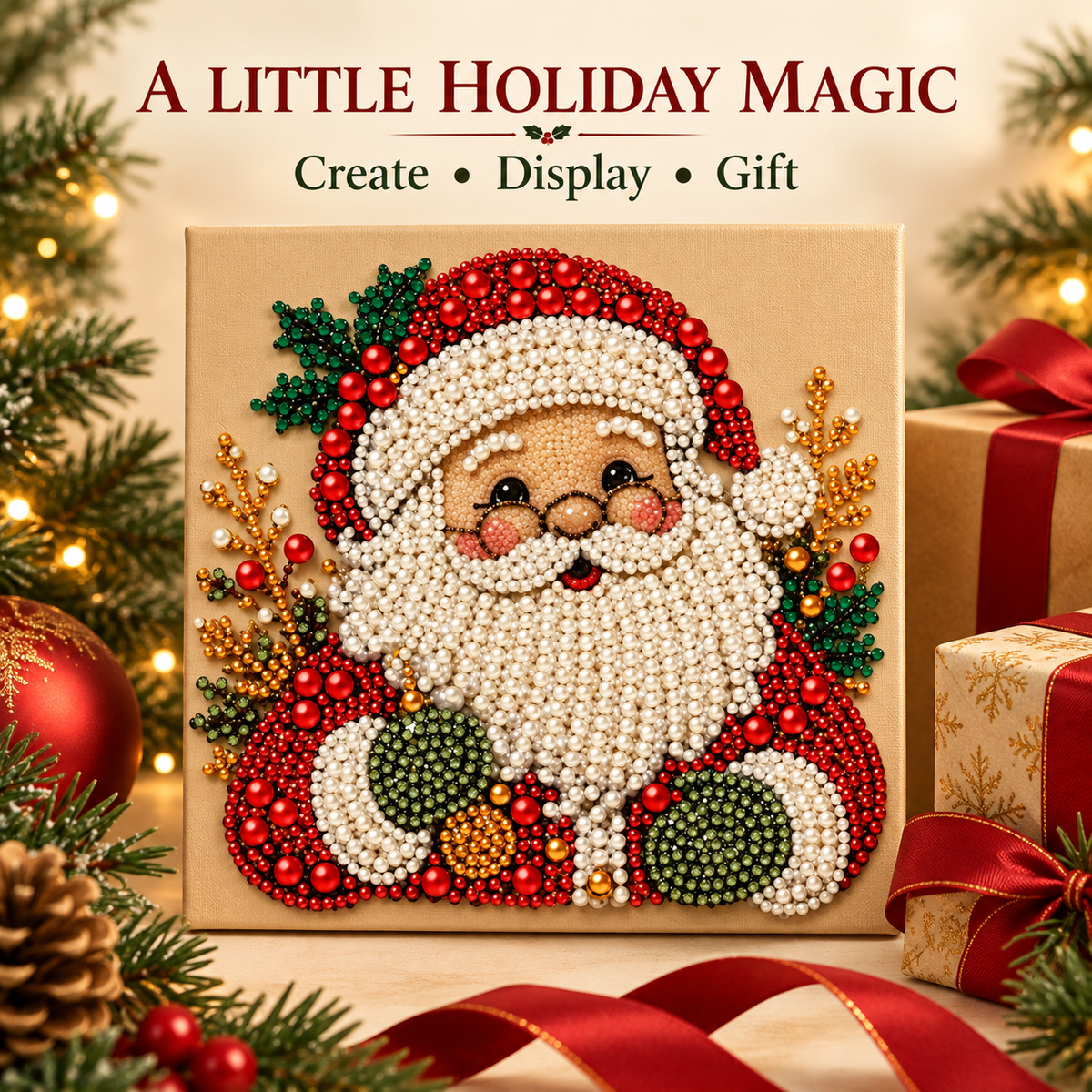 Christmas Santa Claus Pearl Art DIY Kit,  Cute 3D Diamond Painting Crafts, DIY Home Decor Wall Art, Perfect DIY Holiday Party Gift for Beginners,DIY handicrafts,Christmas gifts, birthday gifts