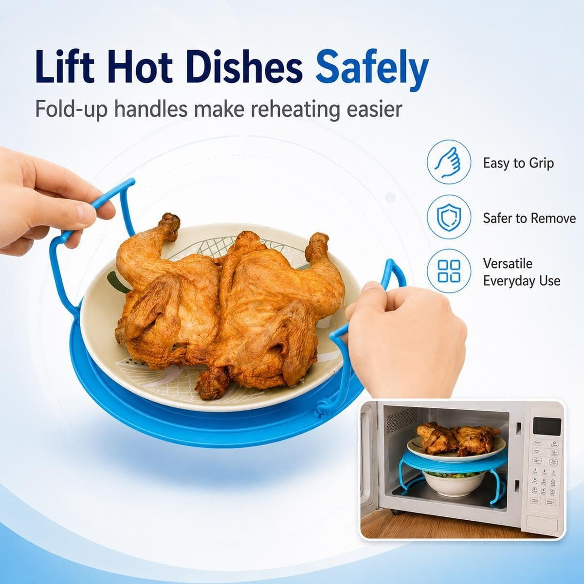 🍽️ 2-Tier Microwave Rack – 3-in-1 Multipurpose Plate Stacker | Save Space, Heat More, Stay Organized! ✨