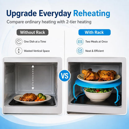 🍽️ 2-Tier Microwave Rack – 3-in-1 Multipurpose Plate Stacker | Save Space, Heat More, Stay Organized! ✨