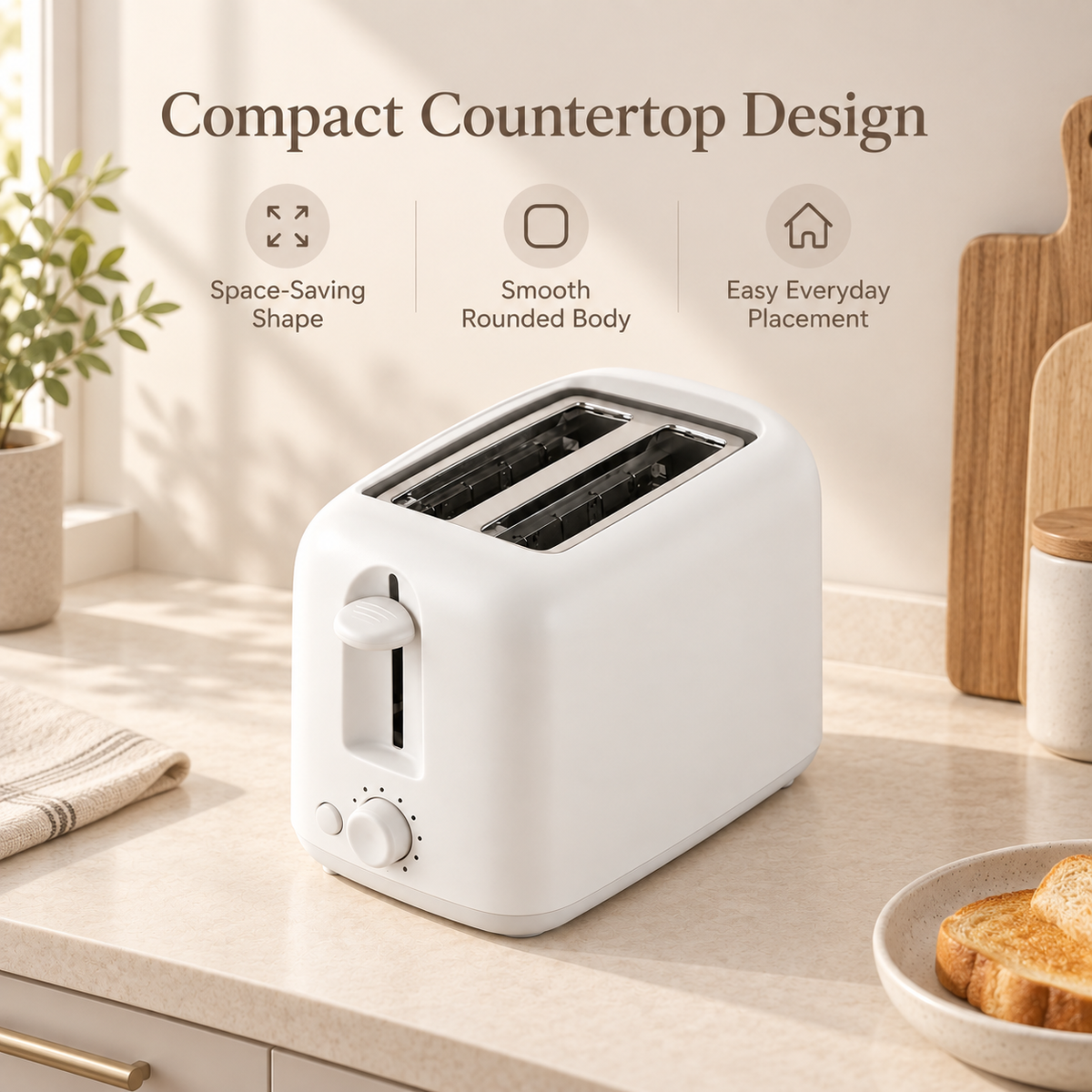 inimalist White 2-Slice Toaster