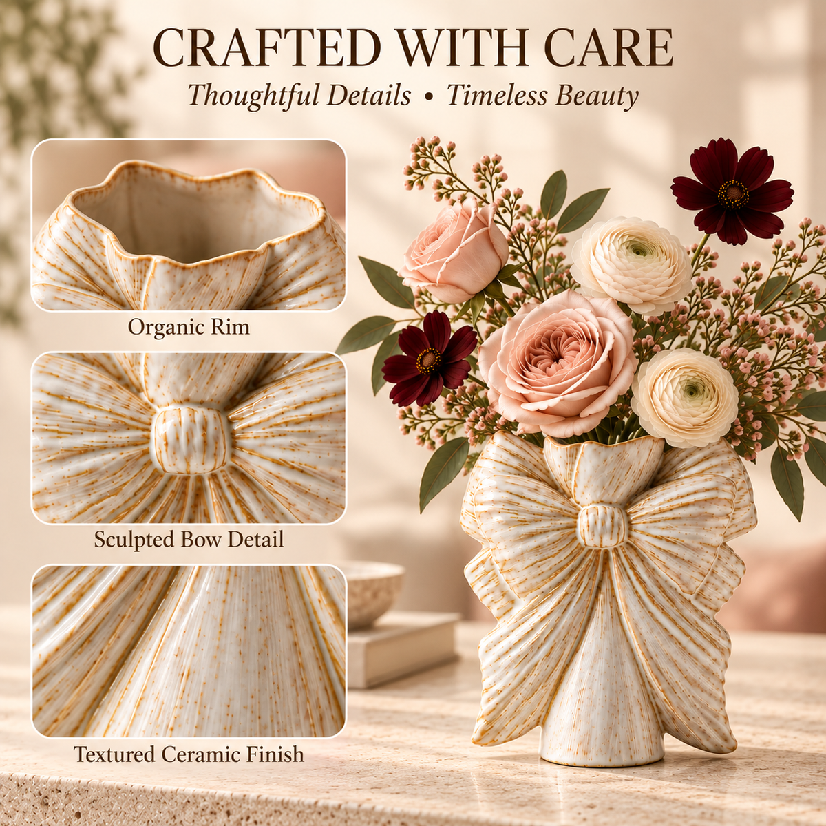 MCOIKY®Sculptural Bow Ceramic Vase