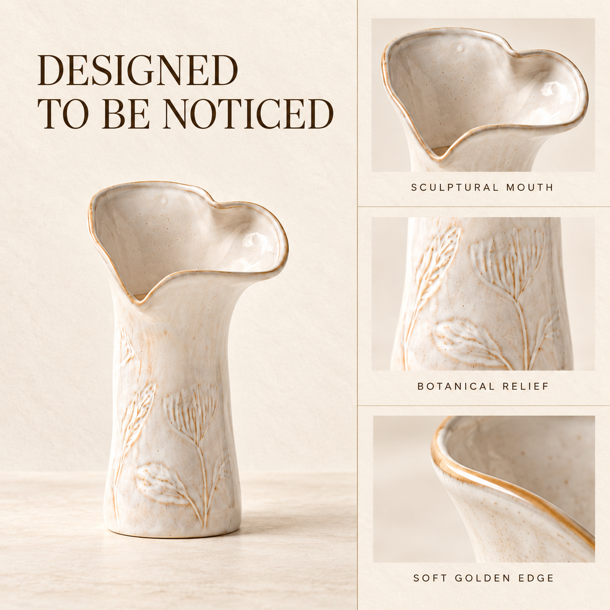 Wavy Rim Stem Styling Vase