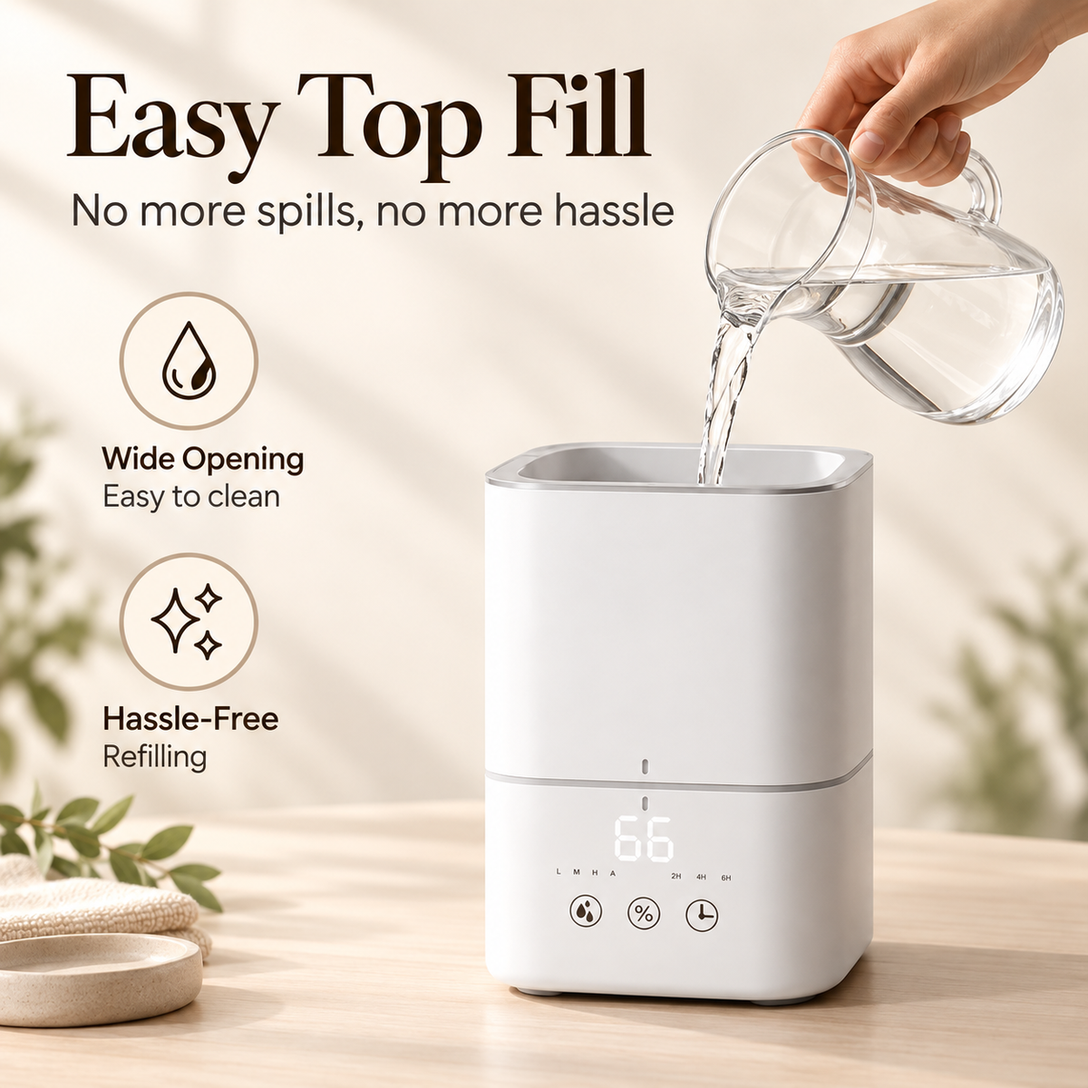MCOIKY®Minimalist Smart Ultrasonic Humidifier – Essential Oil Compatible
