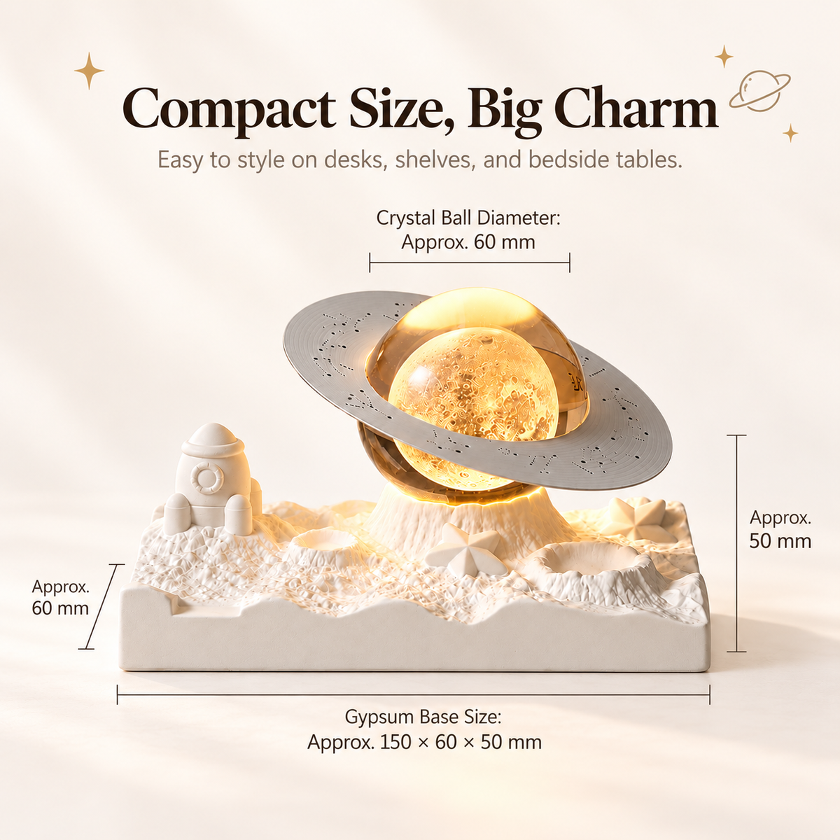 MCOIKY®Tiny Universe Crystal Sphere Lamp | Sculpted Lunar Base Light