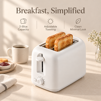 inimalist White 2-Slice Toaster