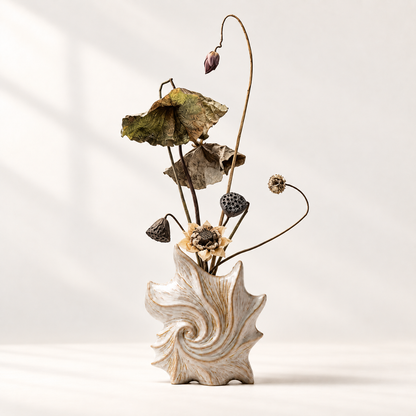 Sculptural Shell Ceramic Vase