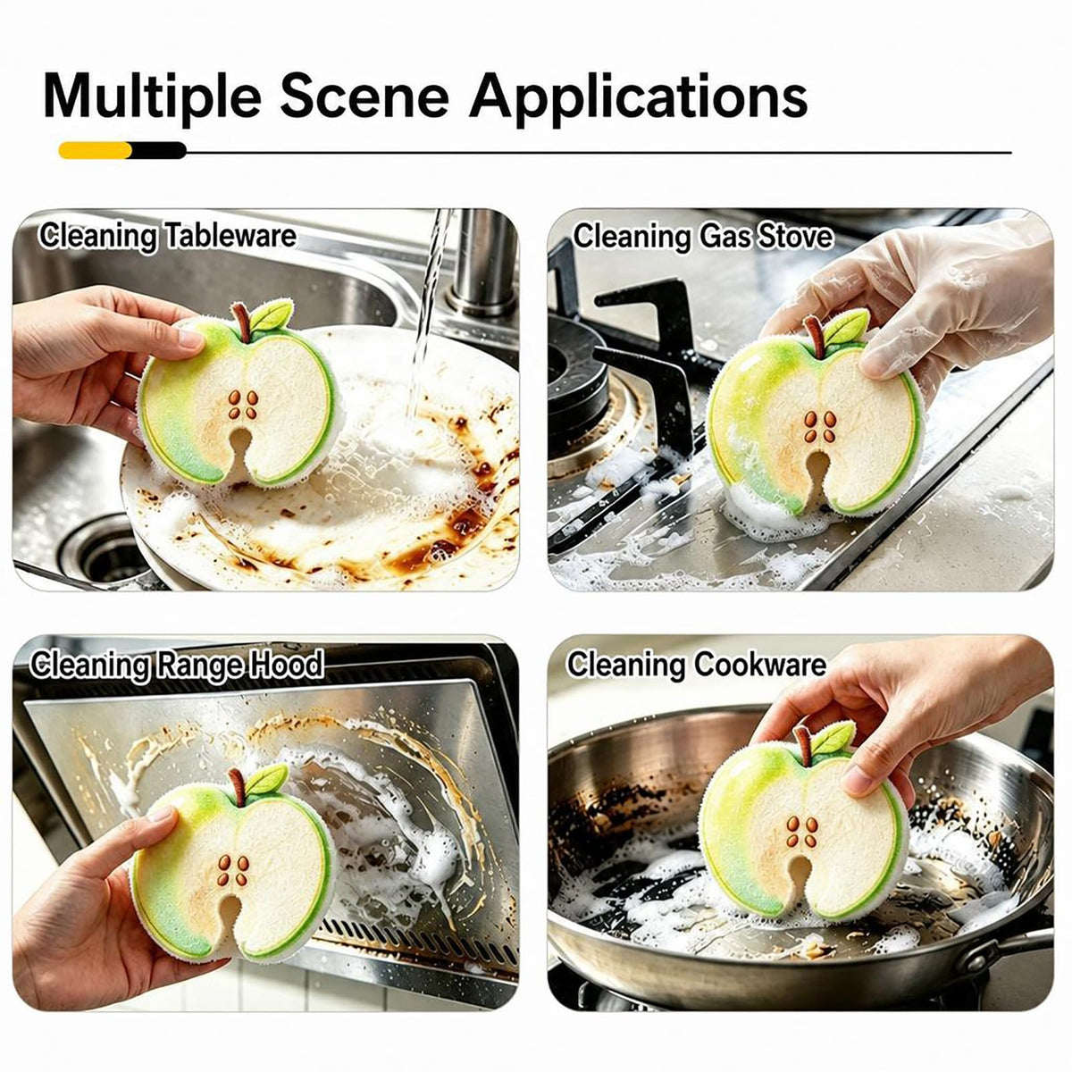 (🎃𝐇𝐚𝐥𝐥𝐨𝐰𝐞𝐞𝐧 𝐌𝐞𝐠𝐚 𝐒𝐚𝐥𝐞 )Compressed Cellulose Sponges - 3-Pack Fruit-Shaped Natural Pop-Up Kitchen Sponges, Compostable Plant-Based Non-Scratch Cleaning Tools for Dishes & Household Use