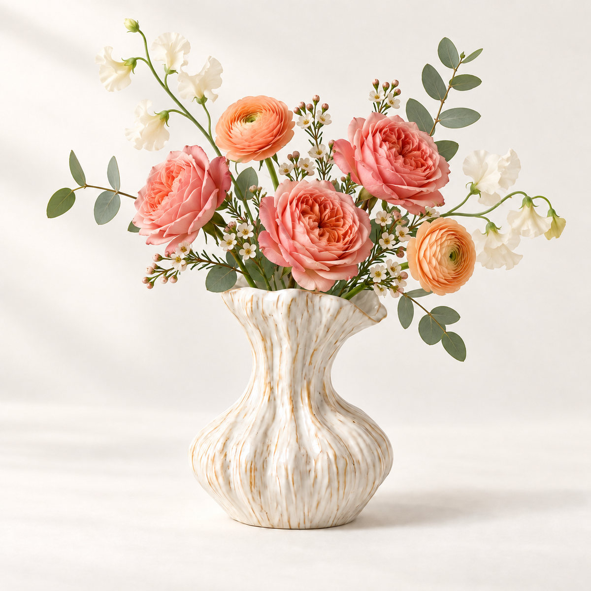 MCOIKY®Off-White Textured Accent Vase