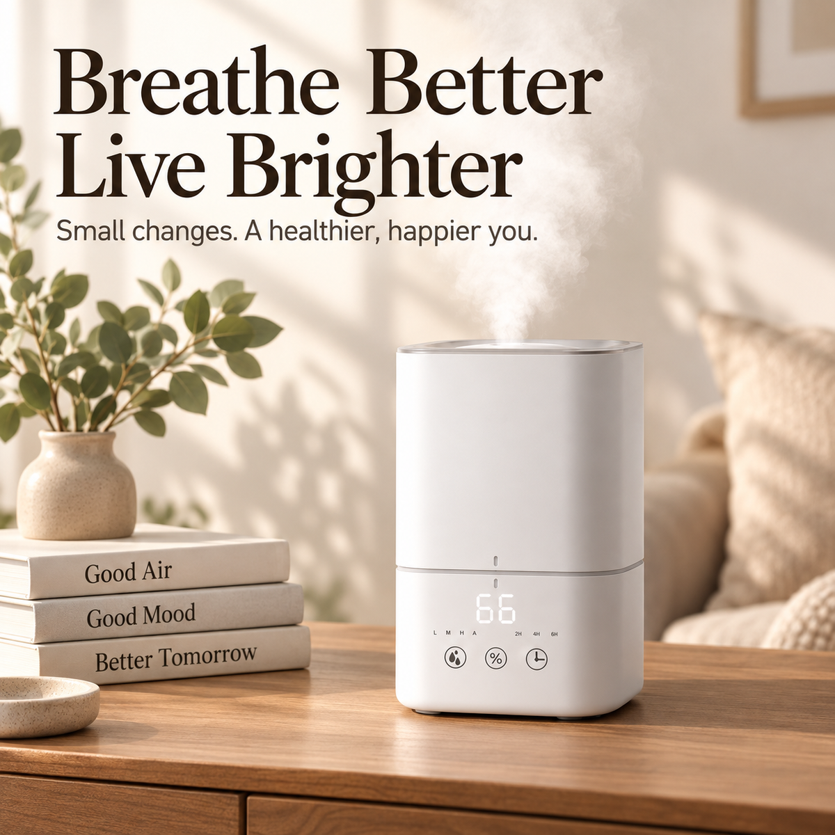 MCOIKY®Minimalist Smart Ultrasonic Humidifier – Essential Oil Compatible