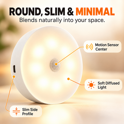USB Rechargeable Indoor Motion Sensor Night Light - Magnetic Mount, Warm Light, Home Supply Party Gift for Kitchen, Closet