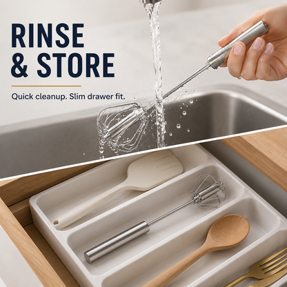 (🎃𝐇𝐚𝐥𝐥𝐨𝐰𝐞𝐞𝐧 𝐌𝐞𝐠𝐚 𝐒𝐚𝐥𝐞 )Stainless Steel Hand-Push Rotary Whisk Food-Grade Rust-Resistant Sturdy Riveted Construction Semi-Automatic Design Versatile for Cooking Blending Whisking Beating and Stirring Tasks Easy to Clean