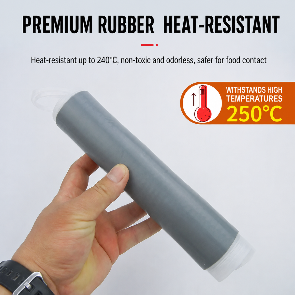 Heat-resistant silicone handle cover for iron woks and spatulas – non-slip, heat-insulating grip sleeve