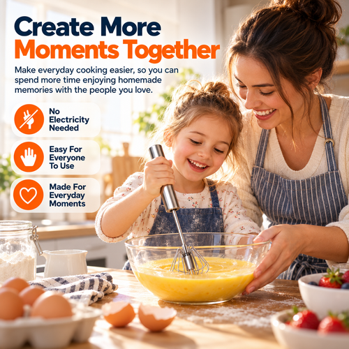 🎃𝐇𝐚𝐥𝐥𝐨𝐰𝐞𝐞𝐧 𝐌𝐞𝐠𝐚 𝐒𝐚𝐥𝐞  | Stainless Steel Hand-Push Rotary Whisk – Semi-Automatic Egg Beater, Milk Frother & Mixer
