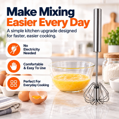 🎃𝐇𝐚𝐥𝐥𝐨𝐰𝐞𝐞𝐧 𝐌𝐞𝐠𝐚 𝐒𝐚𝐥𝐞  | Stainless Steel Hand-Push Rotary Whisk – Semi-Automatic Egg Beater, Milk Frother & Mixer