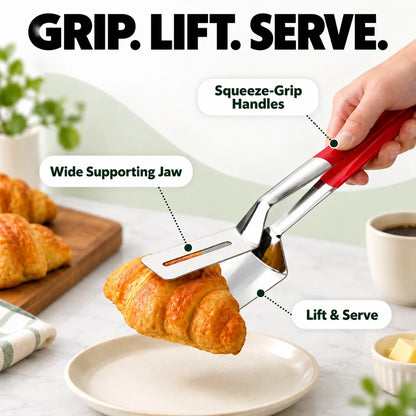 🍳 Upgrade Your Cooking! 2-in-1 Stainless Steel Meat Flipper & Spatula Tongs | Easy Grip, Lift & Serve 🔥