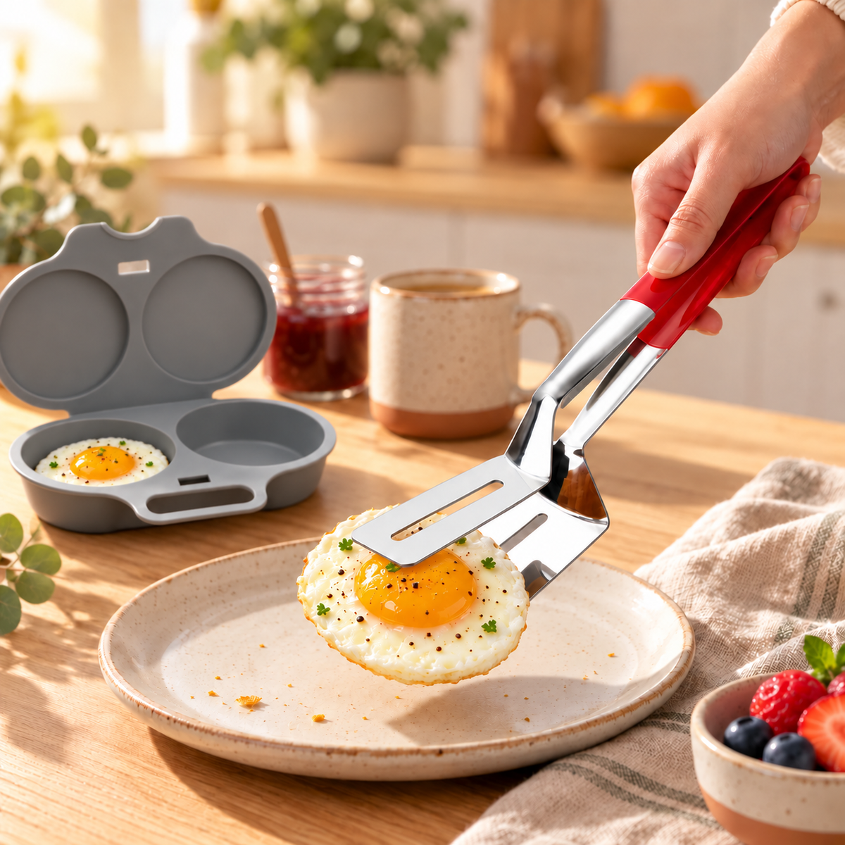 🍳 Upgrade Your Cooking! 2-in-1 Stainless Steel Meat Flipper & Spatula Tongs | Easy Grip, Lift & Serve 🔥